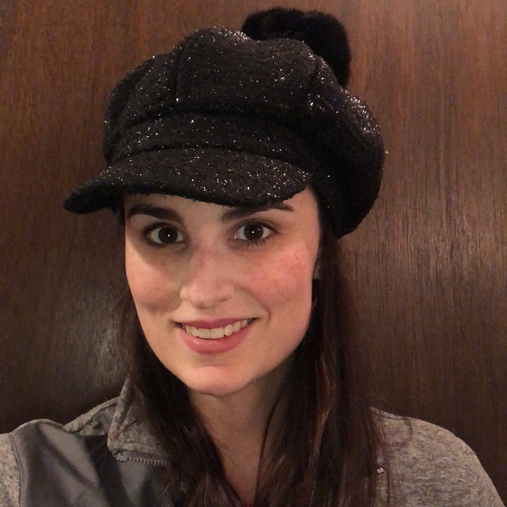 Hat with furry pom